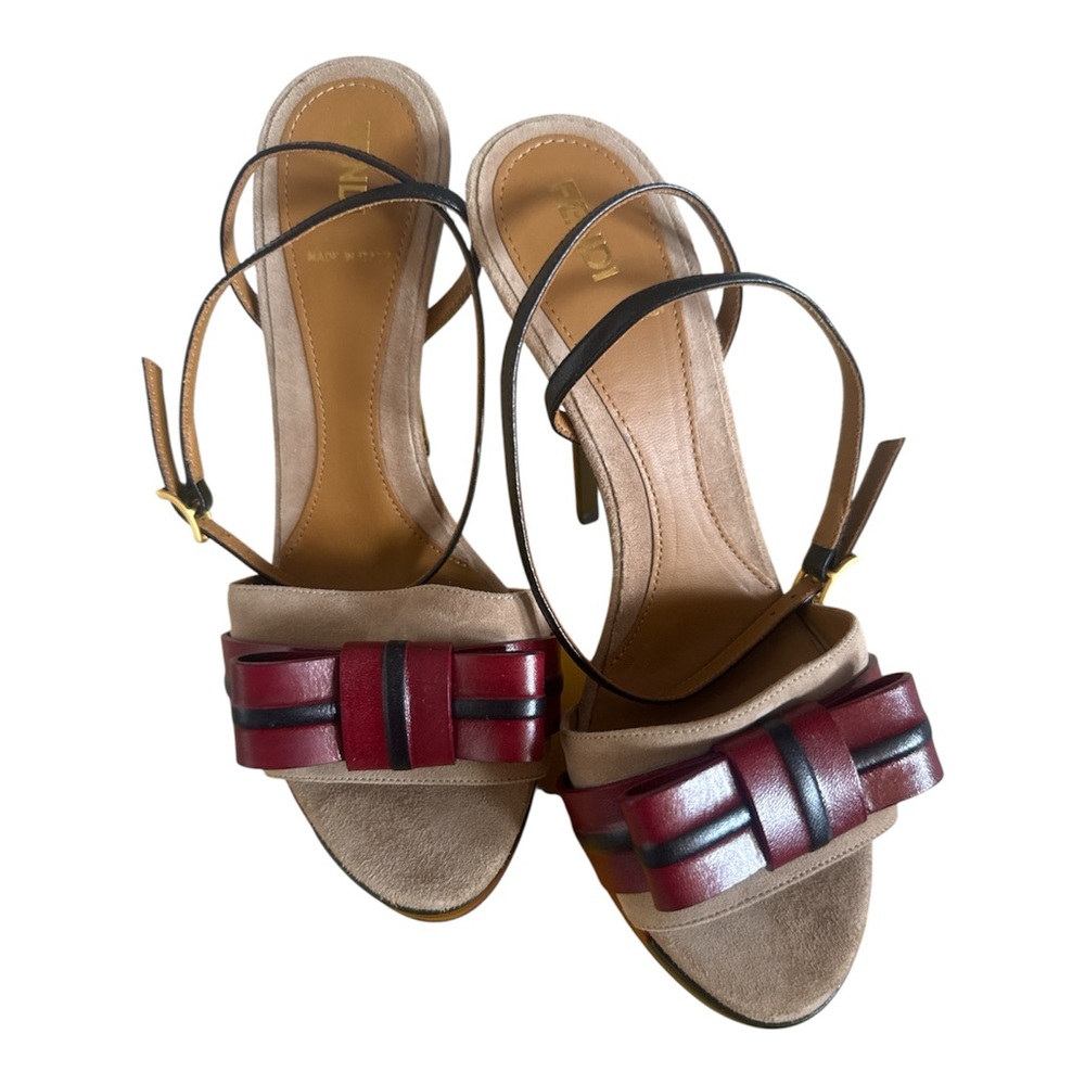 Fendi Beige and Burgundy Heels